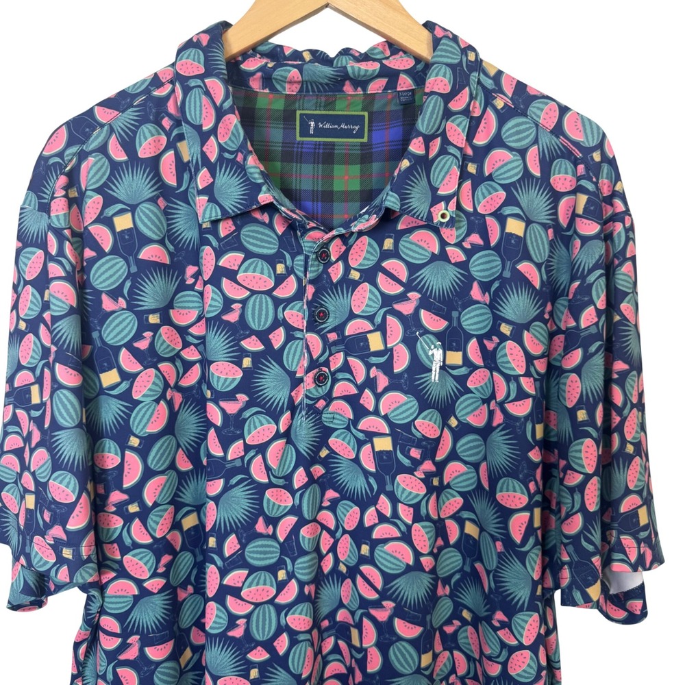 William Murray XL Mens‎ Golf Shirt Seed Spitters Polo Watermelon Tequila